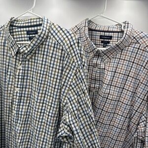 Croft & Barrow Easy Care Mens 4XB Long Sleeve plaid Button Up Shirts Bundle QTY2